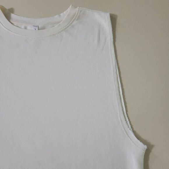 Fabletics Women's Cream Sleeveless Crewneck Pullover Terry Tank Top - Picture 8 of 14
